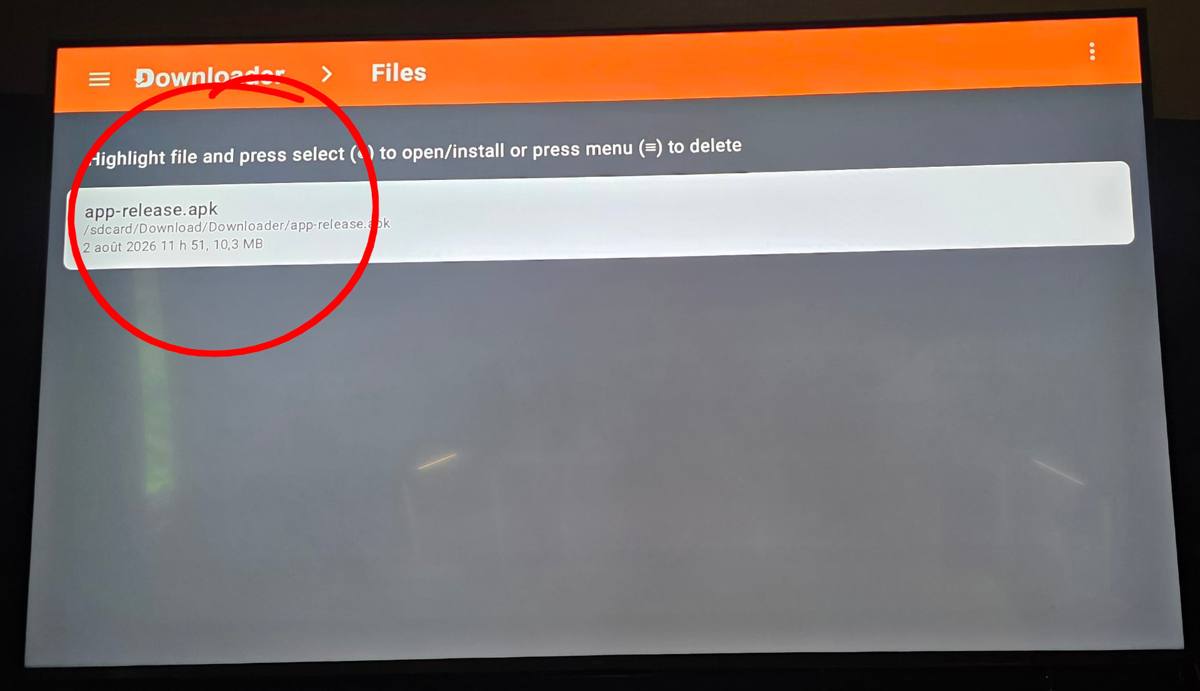 Aller dans FILES et installer le fichier