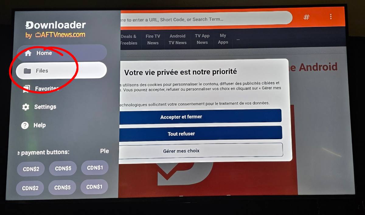 Aller dans FILES et installer le fichier